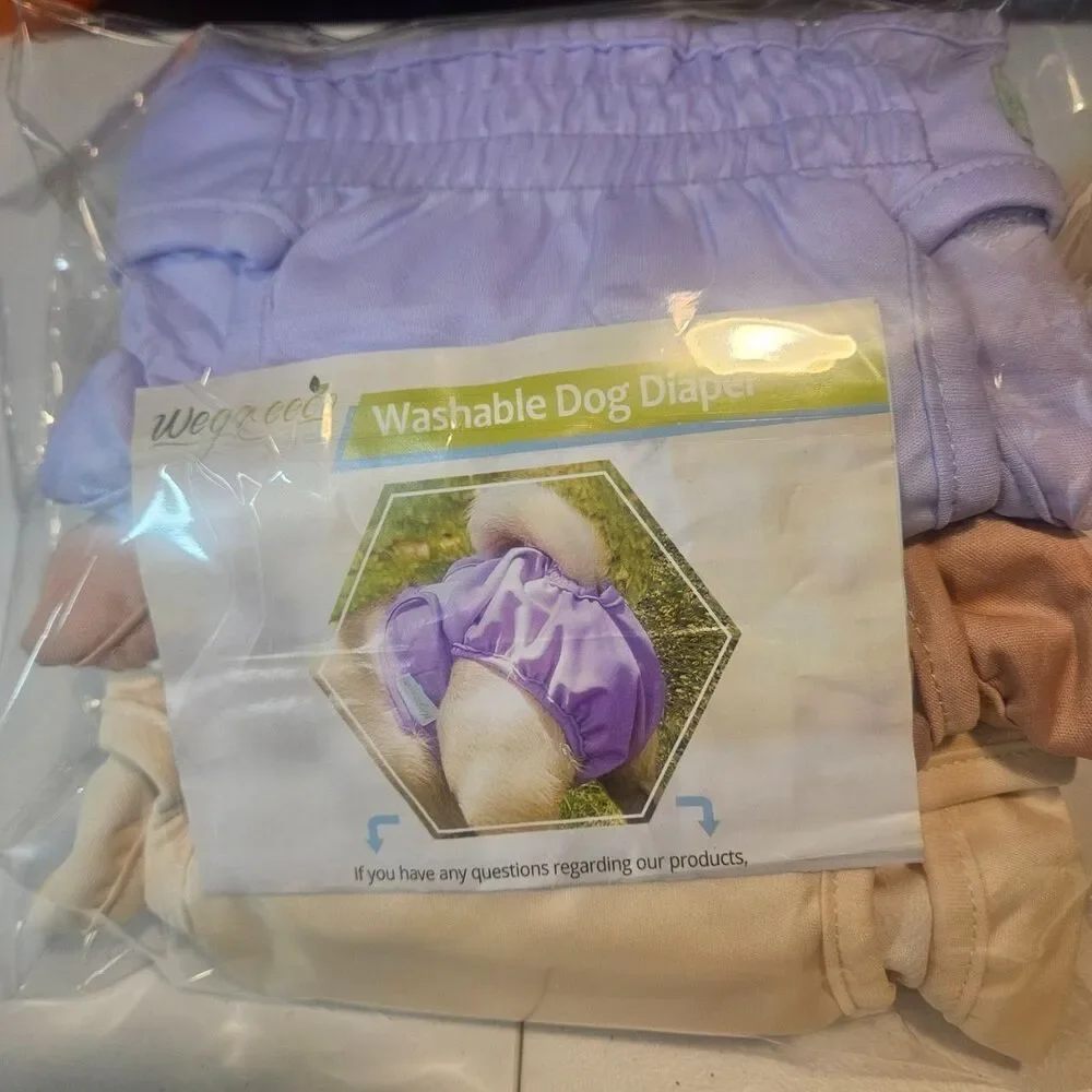 wegreeco Washable Reusable Premium Female Dog Diapers, Large Pack of 3